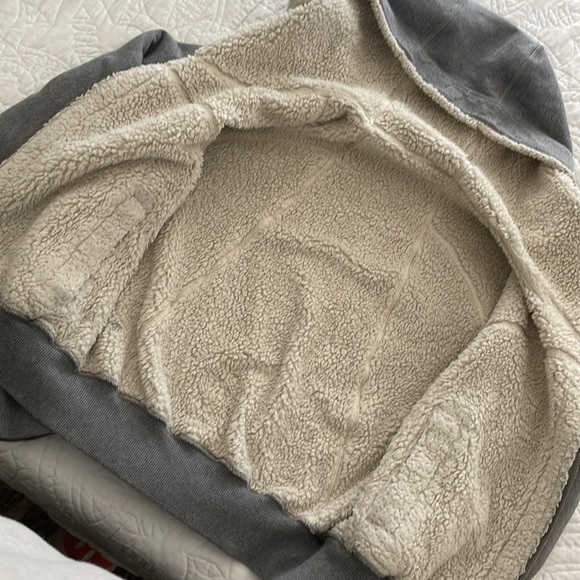 Lululemon Short Sweet Sherpa Jacket Grey Light Ivory Fleece Reversible - Picture 2 of 5
